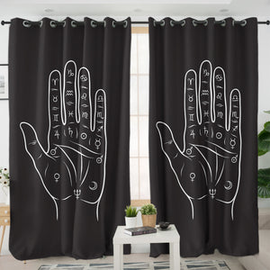 Zodiac Sign On Hand Black Theme SWKL5357 - 2 Panel Curtains