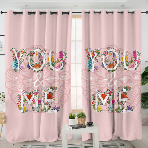 Image of Floral You And Me Pink Theme SWKL5446 - 2 Panel Curtains