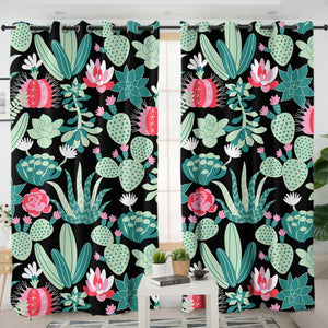 Cute Cactus Flowers SWKL5458 - 2 Panel Curtains