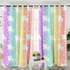 Unicorns Pastel Stripes SWKL5462 - 2 Panel Curtains