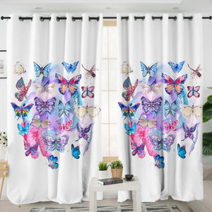 Pink & Purple Butterflies SWKL5466 - 2 Panel Curtains