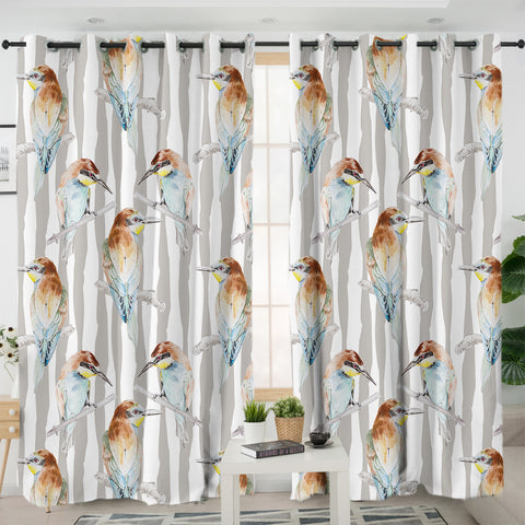 Image of Sunbird Beige Stripes SWKL5468 - 2 Panel Curtains