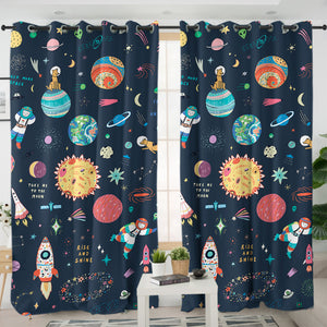 Cute Tiny Space Draw SWKL5469 - 2 Panel Curtains