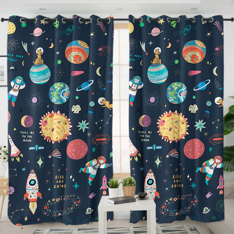 Image of Cute Tiny Space Draw SWKL5469 - 2 Panel Curtains