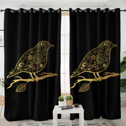 Image of Golden Mandala Sunbird SWKL5472 - 2 Panel Curtains