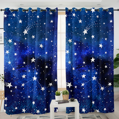 Image of Blue Tint Galaxy Stars SWKL5474 - 2 Panel Curtains