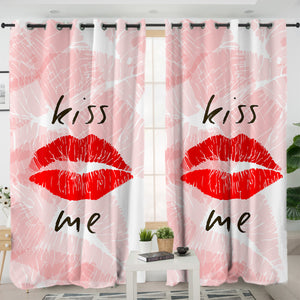 Kiss Me Red Lips Pink Theme SWKL5476 - 2 Panel Curtains