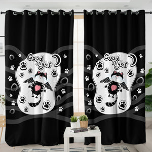 Good Night Lovely Cat Black Theme SWKL5484 - 2 Panel Curtains