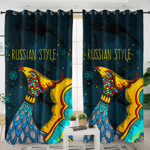Colorful Russian Style Peacock SWKL5485 - 2 Panel Curtains