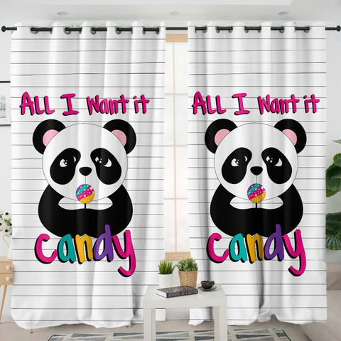 Image of Lovely Panda All I Want Is Candy SWKL5487 - 2 Panel Curtains
