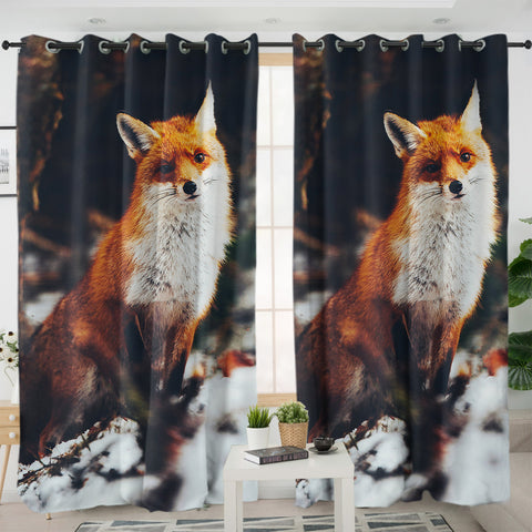 Image of Lovely Little Fox In Forest Blur SWKL5488 - 2 Panel Curtains