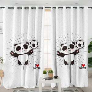 Cute Little Panda I Love Soccer SWKL5491 - 2 Panel Curtains