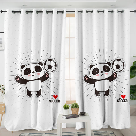 Image of Cute Little Panda I Love Soccer SWKL5491 - 2 Panel Curtains