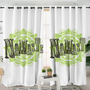 Namaste Volt Mandala White Theme SWKL5494 - 2 Panel Curtains