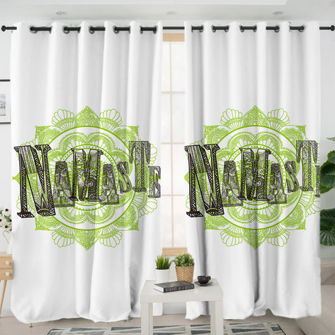 Image of Namaste Volt Mandala White Theme SWKL5494 - 2 Panel Curtains