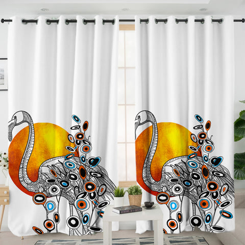 Image of B&W Line Art Stork SWKL5495 - 2 Panel Curtains