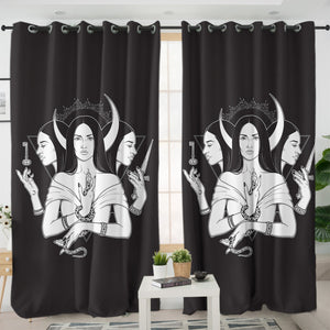 B&W 3-side Of Witch SWKL5496 - 2 Panel Curtains