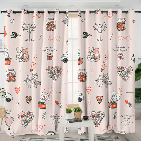 Image of Cute Little Love Gifts Pink Theme SWKL5499 - 2 Panel Curtains