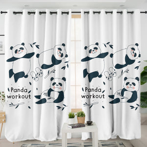 Cute Panda Work Out SWKL5500 - 2 Panel Curtains