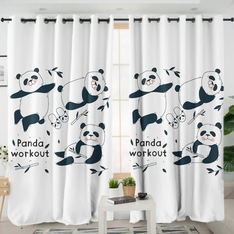 Image of Cute Panda Work Out SWKL5500 - 2 Panel Curtains