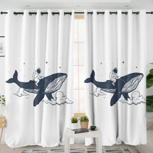 Astronaut Riding Big Whale SWKL5504 - 2 Panel Curtains