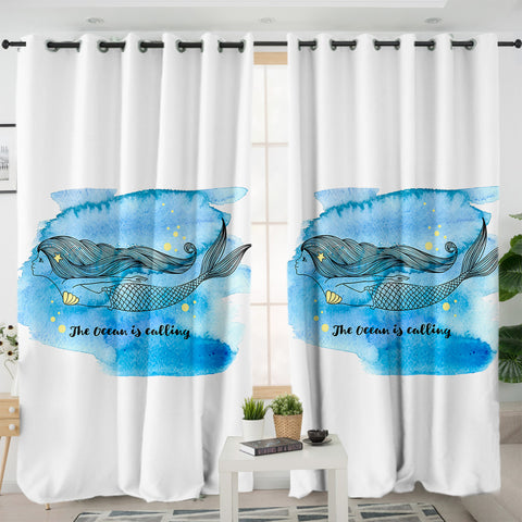 Image of Mermaid The Ocean Is Calling SWKL5505 - 2 Panel Curtains