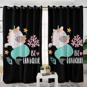 Be Unique Unicorn Mermaid SWKL5603 - 2 Panel Curtains