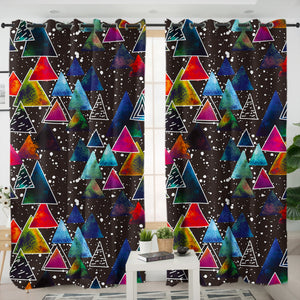Multi Galaxy Triangles White Outline SWKL5605 - 2 Panel Curtains