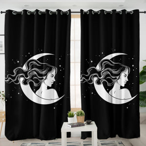 B&W Lady & Half Moon SWKL5606 - 2 Panel Curtains