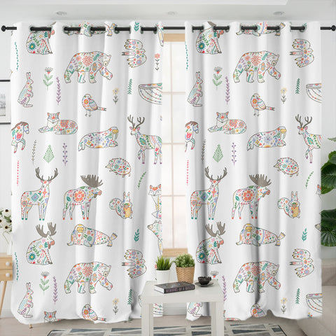 Image of Collection Of Pastel Mandala Animals SWKL5609 - 2 Panel Curtains