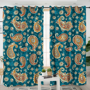 Vintage Brown & Green Bandana Pattern SWKL5617 - 2 Panel Curtains