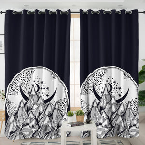 B&W Sunset Forest & Mountain SWKL5618 - 2 Panel Curtains