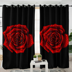 Dark Rose Black Theme SWKL5619 - 2 Panel Curtains