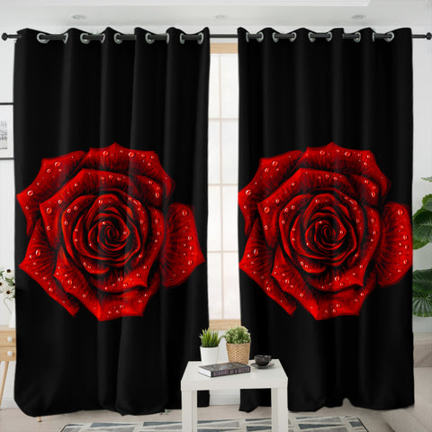 Image of Dark Rose Black Theme SWKL5619 - 2 Panel Curtains