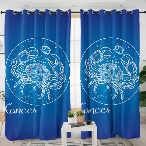 Image of Cancer Sign Blue Theme SWKL6109 - 2 Panel Curtains