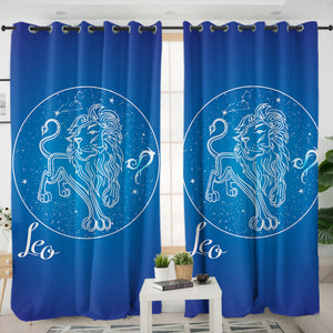 Leo Sign Blue Theme SWKL6110 - 2 Panel Curtains