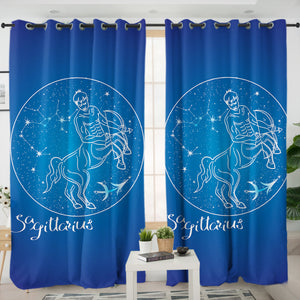 Sagittarius Sign Blue Theme SWKL6111 - 2 Panel Curtains