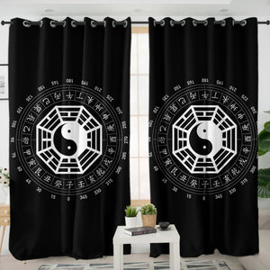 B&W Yin Yang Zodiac Sign SWKL6120 - 2 Panel Curtains