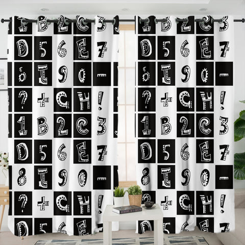 Image of B&W Hiphop Graphic Typo SWKL6123 - 2 Panel Curtains