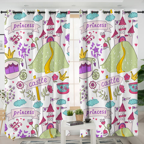 Image of Colorful Cute Princess Kids Drawing SWKL6127 - 2 Panel Curtains