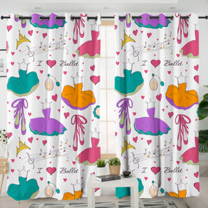 Colorful Ballet Dress & Heart SWKL6128 - 2 Panel Curtains