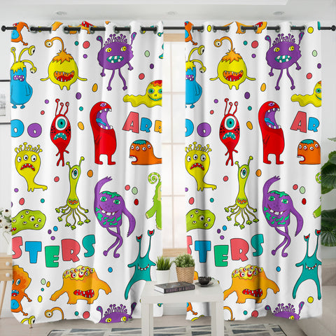 Image of Colorful Funny Boo Monster Collection SWKL6129 - 2 Panel Curtains