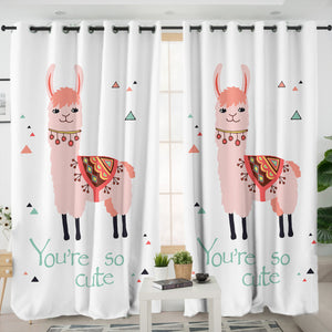 You Are So Cute - Pink Llama SWKL6130 - 2 Panel Curtains