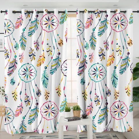 Image of Dreamcatcher Collection White Theme SWKL6131 - 2 Panel Curtains