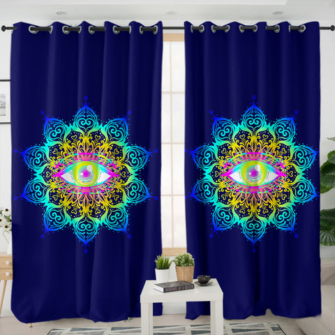 Image of Colorful Magical Eye Dark Blue Theme SWKL6132 - 2 Panel Curtains