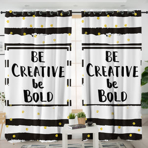 B&W Be Creative Be Bold Typo Star Stripes SWKL6133 - 2 Panel Curtains