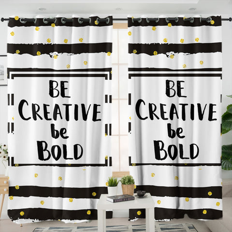 Image of B&W Be Creative Be Bold Typo Star Stripes SWKL6133 - 2 Panel Curtains
