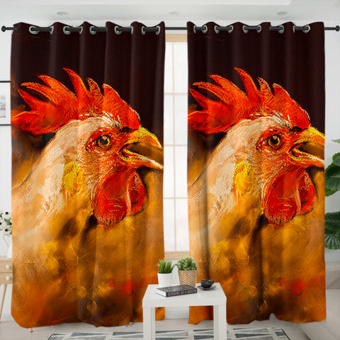 Image of Real Cock In Wood Theme SWKL6197 - 2 Panel Curtains