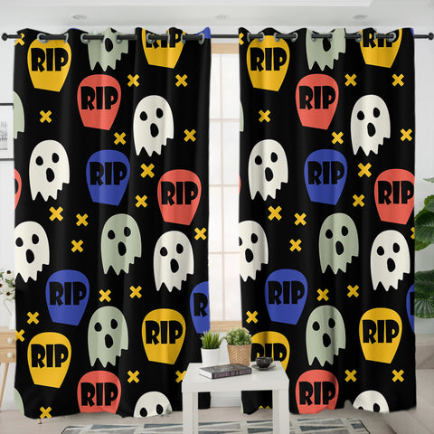 Image of RIP Cute Ghost Colorful Collection SWKL6200 - 2 Panel Curtains