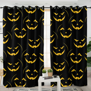 Halloween Pumpskin Black Theme SWKL6201 - 2 Panel Curtains